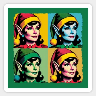 Elf Woman In Pop Art Style - Christmas Elf Sticker